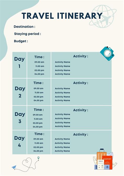 How to say itinerary in Filipino .